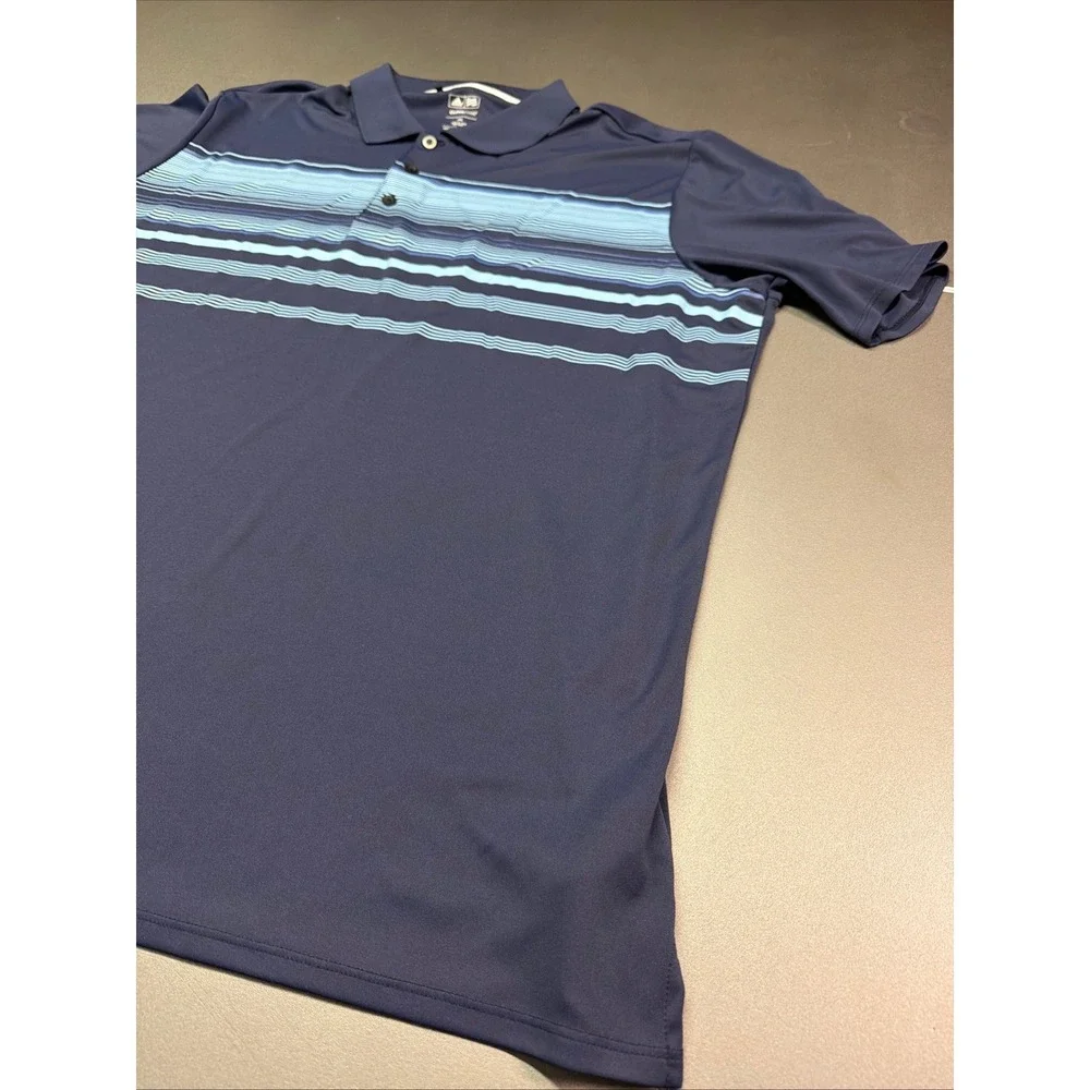 Adidas Climacool Golf Polo Shirt Men 2XL Navy Blue Striped Short Sleeve Athletic
